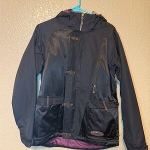 SIM Snowboard Black Hooded Jacket with Zipper and Buckle Details